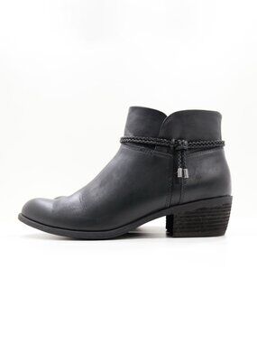 boc Black Leather Ankle Boots with Braided Accent